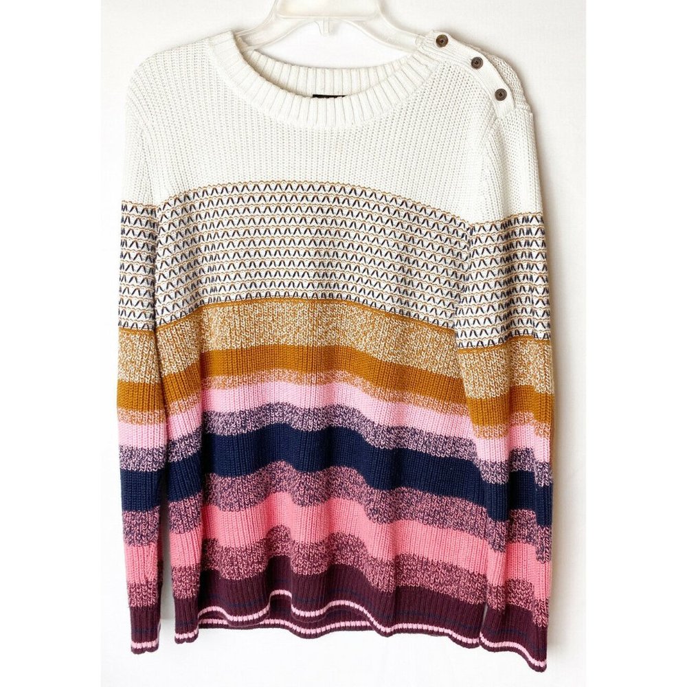 Talbots Stripe Winter Sweater W/ Elbow Patch XL P